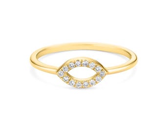 Marquise Diamant Form Ring, Hochzeitsband, Micro Pave Diamant Ehering, Diamantring, Passende Band, Stapelring, Verlobungsring