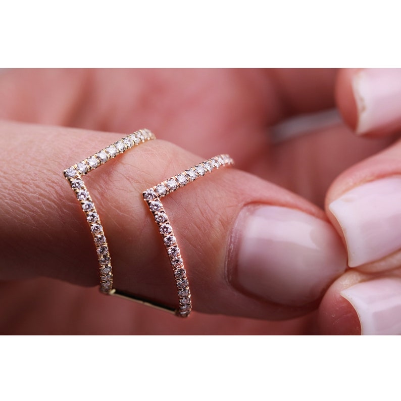 At The Price Double Diamond Ring V Shape In Ju Custom Design 14k 18k Made