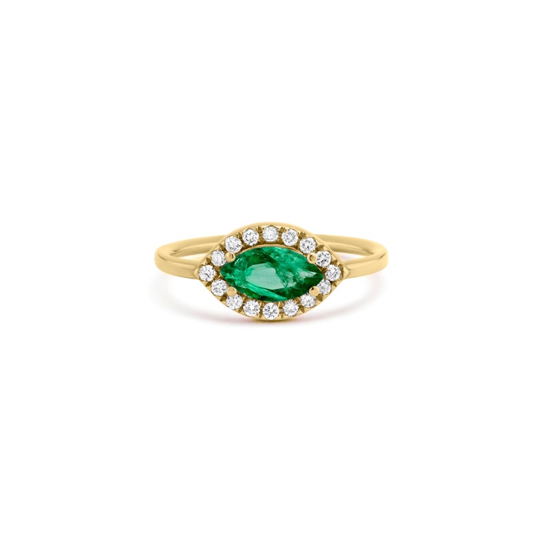 Green Emerald Ring & Diamond Ring 14K Gold / Ring / Etsy