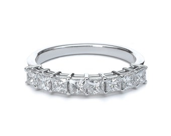 Princess Cut Diamond Wedding Ring, Stackable Princess Cut, Princess Cut Diamond Anniversary Band 14K Gold .70CT Stackable Ring, Diamond Ring