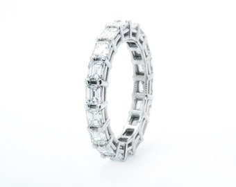 Diamond Wedding Band Emerald Shape in 14K Solid Gold  3.00CT Natural Diamond- Emerald Cut Diamond Eternity Ring, Statement Ring