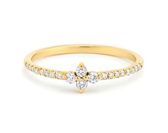 Diamant Stern Ring, Gold Stern Ring, 14K Solid Gold Stern Ring, Gold Stapelring, Stapeln Stern Ring, 0,20 CTW Diamant, Micro Pave, Geschenk für sie