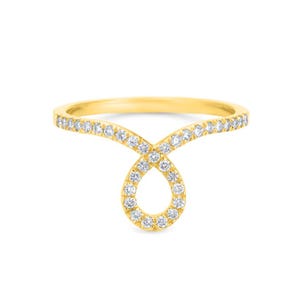 Diamond Infinity Wedding Band, Infinity Band 14K Solid Gold Delicate Infinity Band, Micro Pave Set Diamond Anniversary Ring by MIUR ART