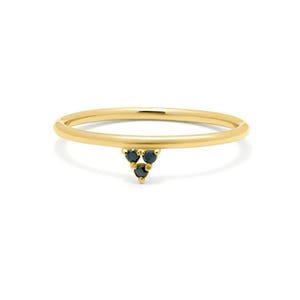 Black Diamond Band / Stackable 14K Yellow Gold Ring / Black Minimalist Diamond Ring / Thin Band / Black Diamond Stackable Ring / Thin Ring