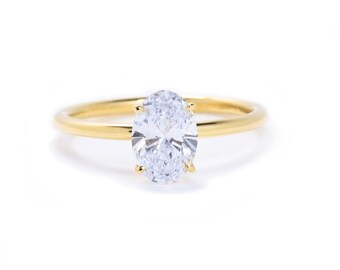 Oval Solitaire Engagement Ring  in 14K Gold  1.00 CT Diamond / Diamond Engagement Ring  / Oval Cut Ring /  Natural Oval  Diamond