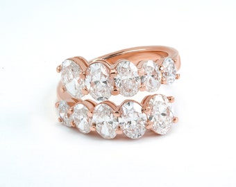 Oval Cut Diamond Ring, 3.20 CTW Open Ring ,Oval Diamond wedding Band Rings gold 14K , Natural Diamond