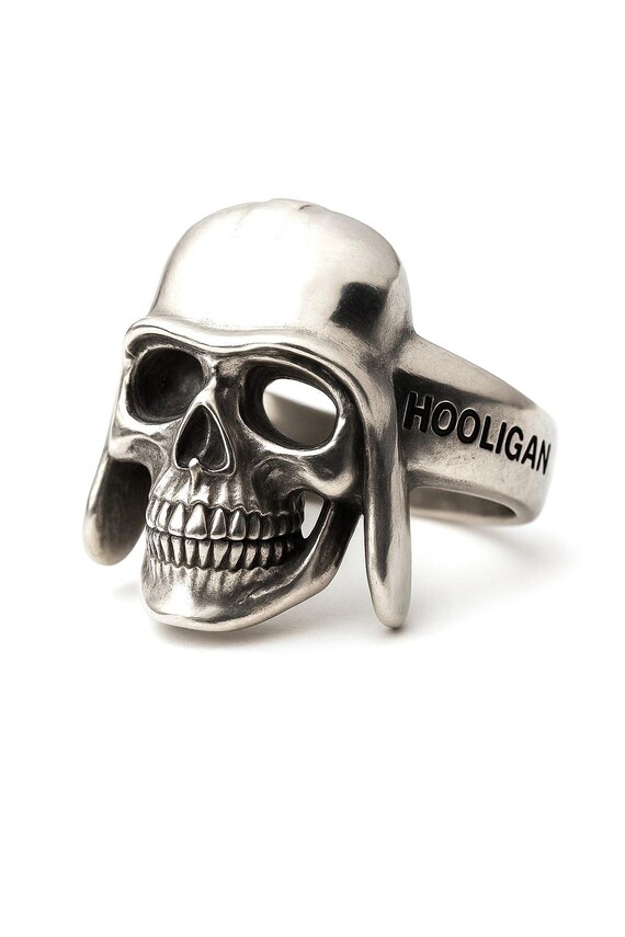 Dark Space Skull Ring, 14K Solid Gold Sci-fi Helmet Ring, Galactic