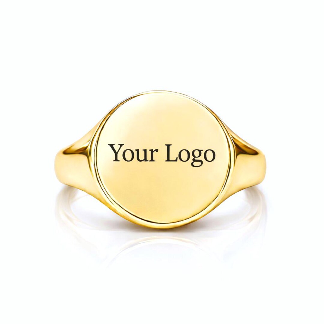 Custom Made Logo Rings Personalized Signet Ring With Custom Logo | Black Laser Engraved | 13mm ...