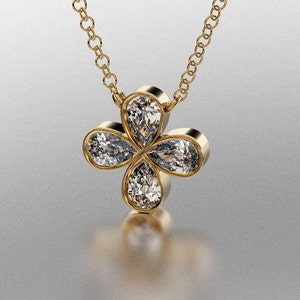 14k Gold Pendant 4 Pears Diamond 1/5 TW image 1