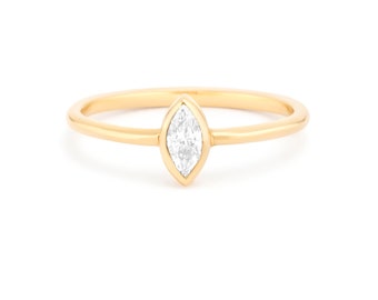Marquise Diamond Ring, Bezel Setting in 14K Gold- Marquise Ring, Minimal Marquise Ring, The Best Gift for her by MIUR ART