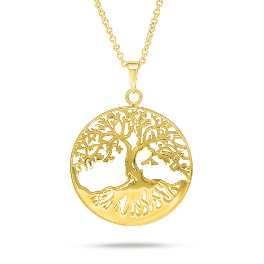 14K Gold Tree of Life Pendant Necklace: Personalized Initial Charm - Etsy