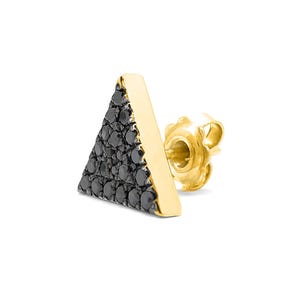 Black Diamond Triangular Shape Earrings, Micro Pave Setting, 14K Gold, 1/3 CTW Natural Diamond, Earrings for Women, Gift for Her.