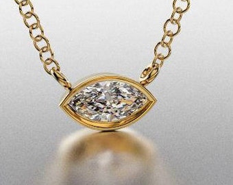 14k Gold classics Pendant Marquise Diamond 0.15 CTW