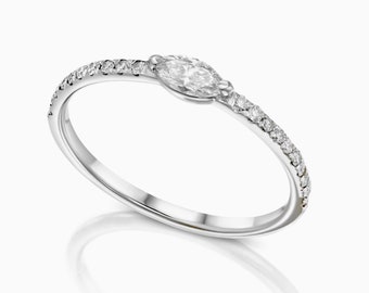 Marquise Diamond Sparkling Ring 14K Gold, 0.25 CTW Natural Diamond, Dainty Diamond Ring, Gift for Her, Tiny Diamond Ring by MIUR ART