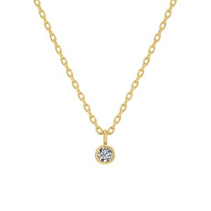 Diamond Solitaire Necklace in 14K Solid Gold / Bridesmaid Gift / Delicate Solitaire Necklace / Chain Choker / Diamond Layering Necklace