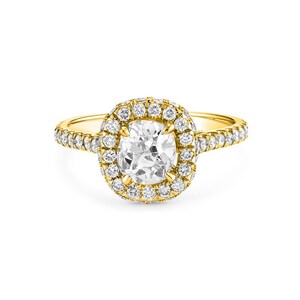 Cushion Diamond Double Halo Ring in 14K Gold 0.70CT Diamond- Engagement ring, Natural  diamond, Halo Cushion  Engagement Ring