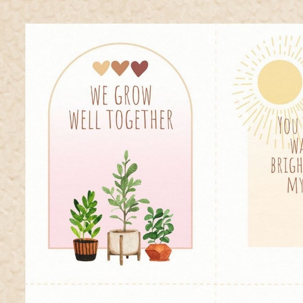 Printable Valentine Cards for school, Boho chic Valentines Day card, Plant themed cards, Printable valentine cards for class