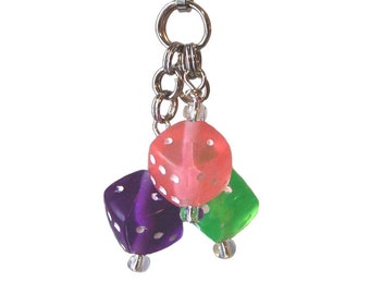 Three Dice Charm or Zipper Pull