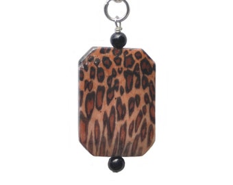 Rectangular Leopard Bead Purse Charm or Zipper Pull