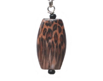 Long Leopard Bead Purse Charm or Zipper Pull