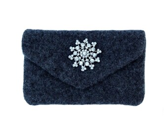 Charcoal Grey Felted Mini-Clutch, Gray Evening Bag, Party Bag, Gifts for Her, Wedding Clutch Bag, Wedding Purse