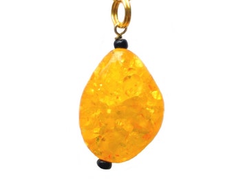 Crackled Yellow Bead Purse Charm or Zipper Pull