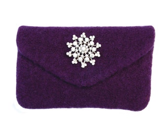 Royal Purple Felted Mini-Clutch, Purple  Evening Bag, Party Bag, Gifts for Her, Wedding Clutch Bag, Wedding Purse