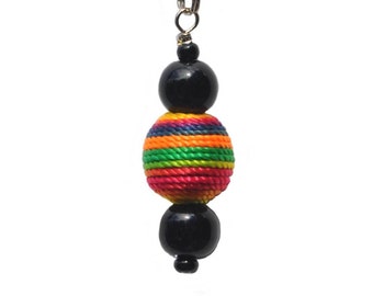 Multi-Color Thread Bead Purse Charm or Zipper Pull