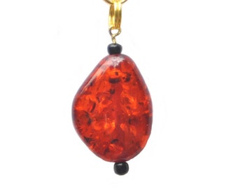 Crackled Amber Bead Purse Charm or Zipper Pull
