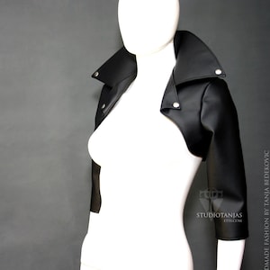 LYNX Leather Bolero Jacket / cropped blazer jacket / dark fashion handmade original jackette / designer&#39;s shrug jacket
