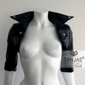 LYNX Leather Bolero Jacket / cropped blazer jacket / dark fashion handmade original jackette / designer's shrug jacket