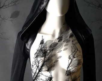 Black hooded bolero shrug | RITUALIST | black shrug | hooded witchy ritual blazer | tribal dancer gothic shrug jacket | dark fashion