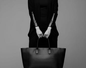 Black Cotton Jersey Cocoon Cardigan | Leatherette Sleeve Shrug