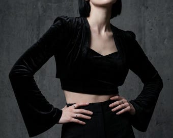 VELVET VEIL velour black bolero jacket