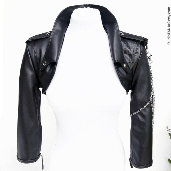 Boléro motard en cuir NARZAN | courte punk heavy metal | veste blazer unique en son genre | veste boléro personnalisée