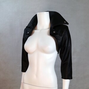 LYNX genuine leather bolero dramatic biker jacket with short sleeves | made to fit designer rocker couture