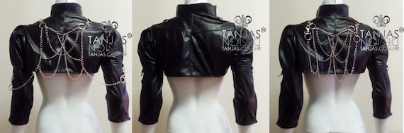 Black leather bolero hot sale jacket