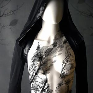 Black hooded bolero shrug | RITUALIST | black shrug | hooded witchy ritual blazer | tribal dancer gothic shrug jacket | dark fashion
