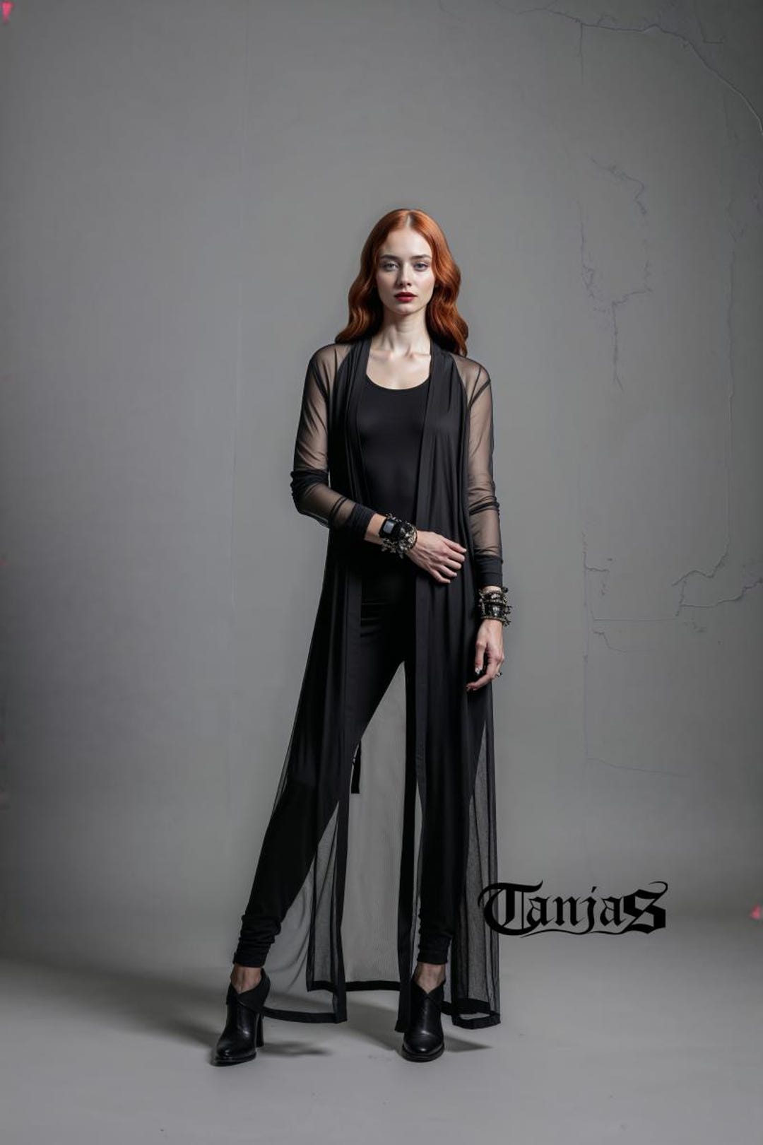 Sheer Duster With Long Sleeves | Black Summer Shrug, Gothic Dark ...