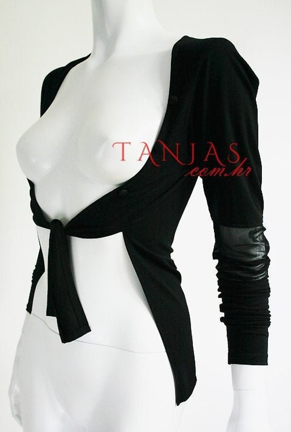 YRMA Black Shrug Bolero Vest With Mesh 