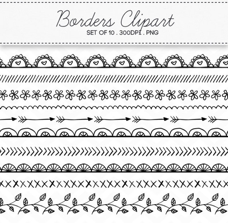 Doodle Bordüren Hand gezeichnet Clipart / INSTANT DOWNLOAD / - Etsy.de