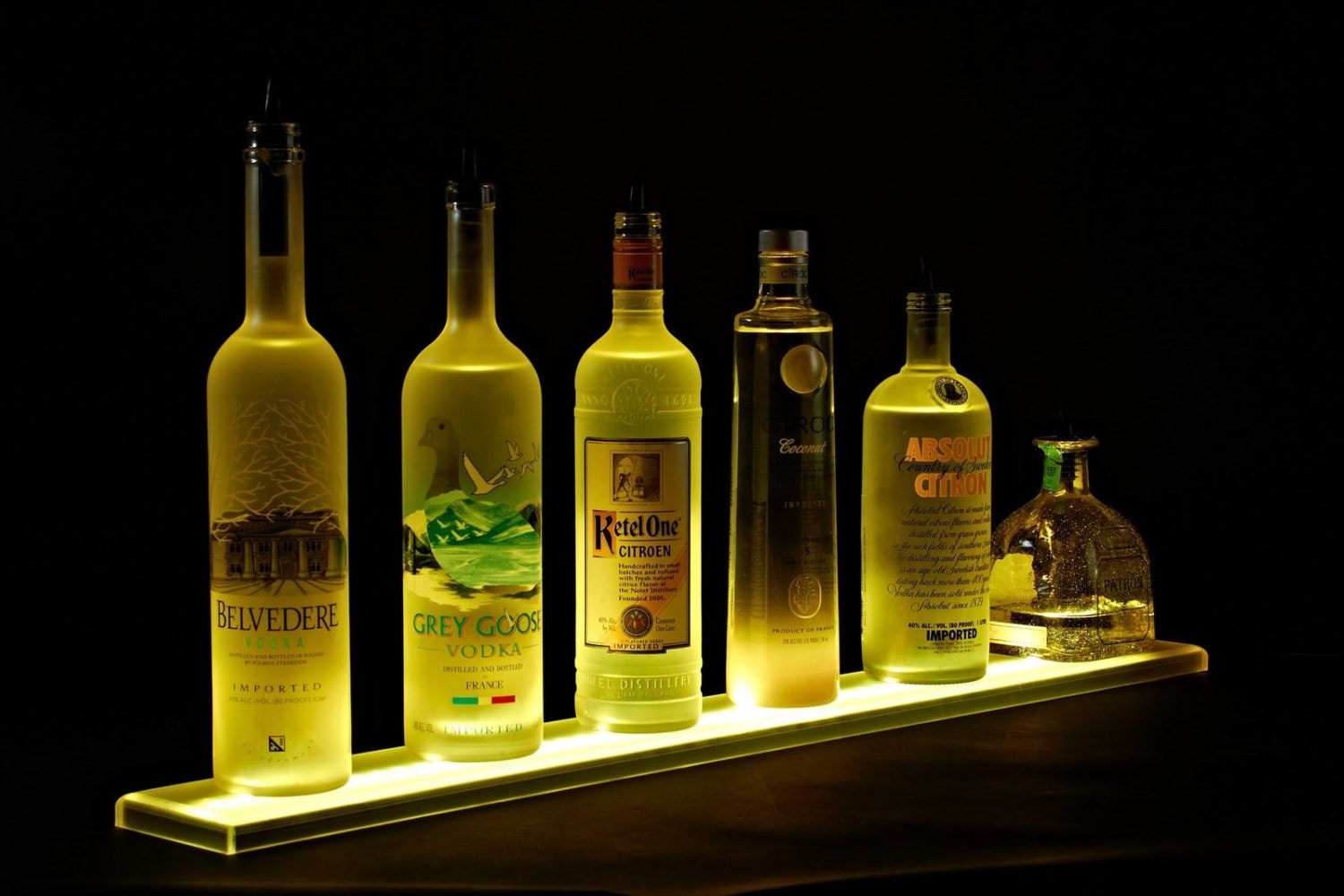 4' LED Lighted Liquor Shelf, Liquor Shelves Bottle Display, 48 Bottle Shelf With Wireless Remote
