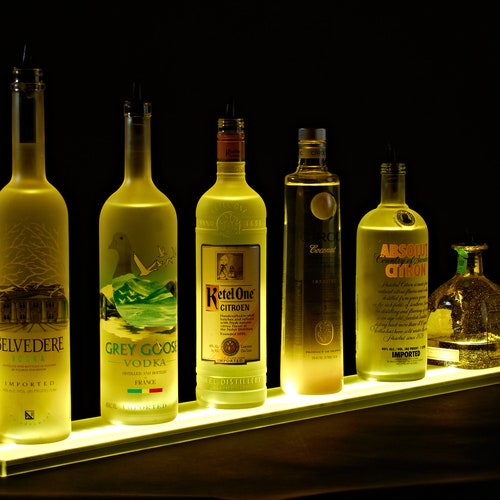 32 Wall Mount LED Lighted Liquor Shelf Bottle Display Etsy