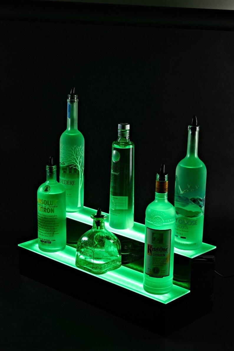 2 Tier 24 LED Lighted Liquor Shelf Bottle Display 2 Etsy