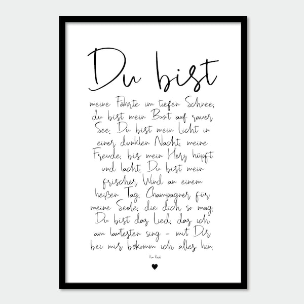 Poster Du bist - ein Gedicht - Poster Liebe - Kompliment - Lieblingsmensch