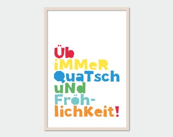 Kinderposter mit Spruch Quatsch + Fröhlichkeit, Poster Schule, Geschenk Einschulung