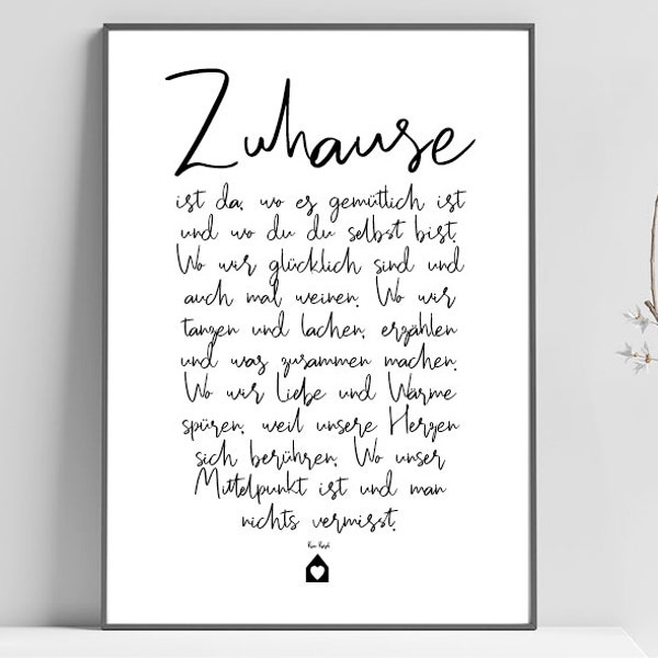 Print Gedicht Zuhause - Heimat - Poesie - Familie - Poster