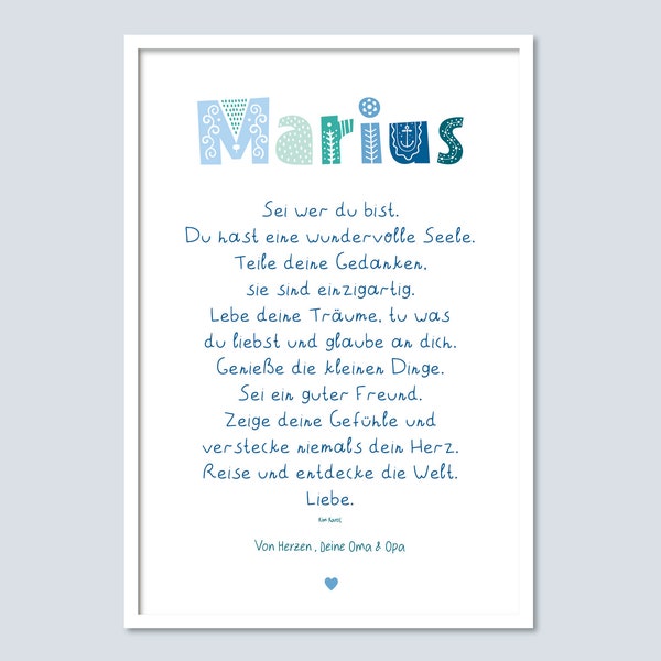 Poster be you with name, gift child, gift enrollment, communion, personalized poster, children's room decoration, UNFRAMED