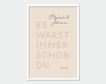 Bild zur Hochzeit *Immer schon Du* - Geschenk Hochzeit - Poster Brautpaar - Poster Hochzeit - Personalisierbar