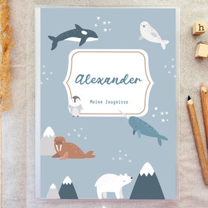 Certificate folder Animals of the Arctic - personalized - school folder - school enrollment - document folder - start of school